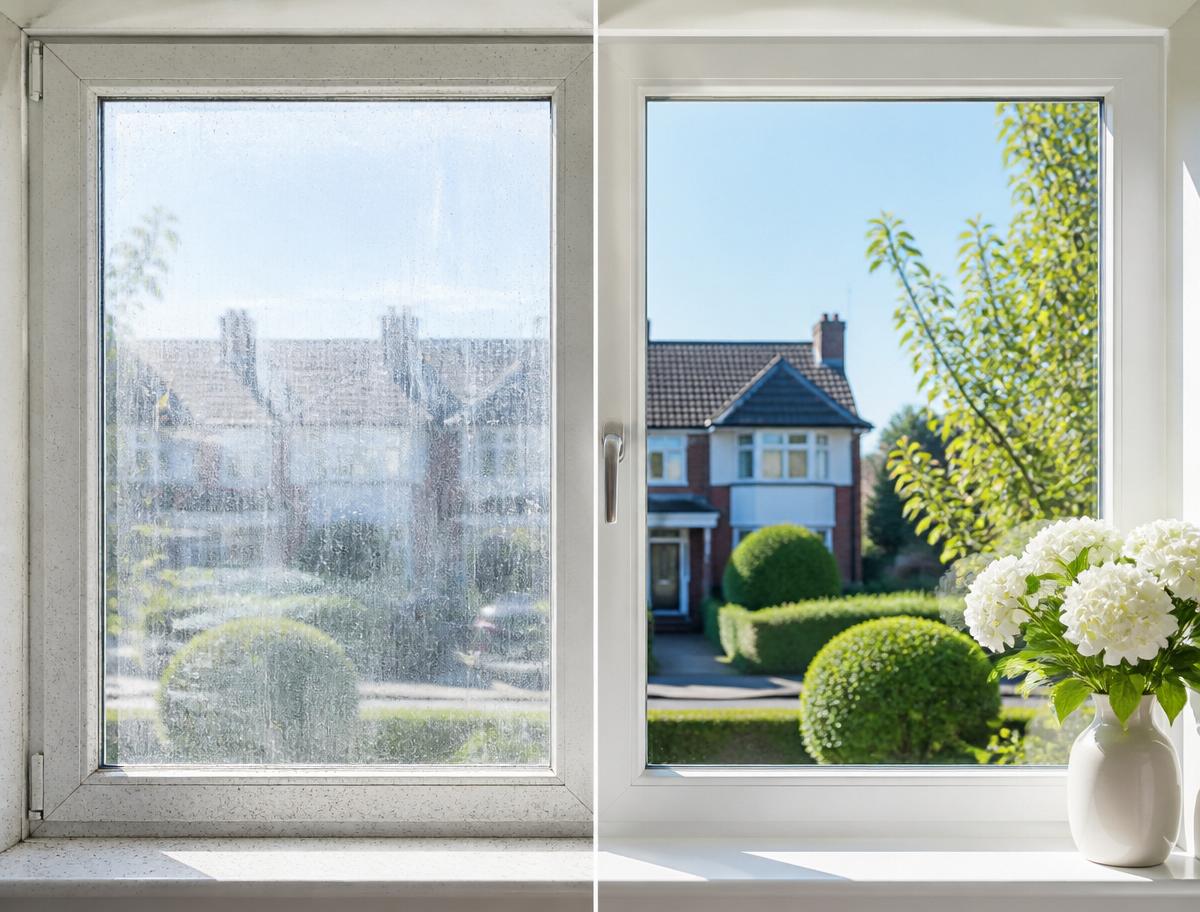 Windows cleaning before and after