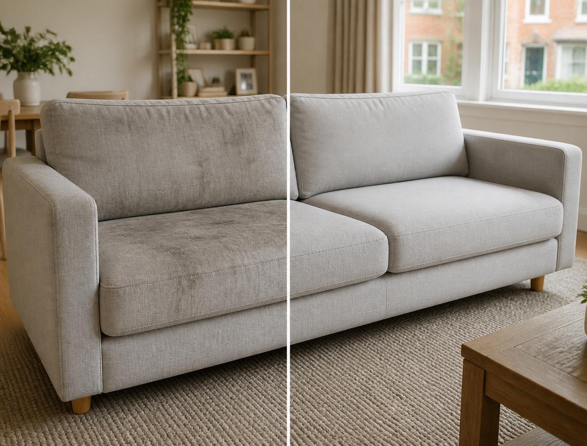 Upholstery cleaning before and after